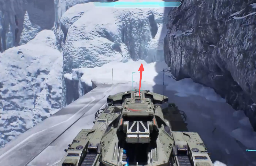 Scorpion parked against the snowbank at the end of the canyon
