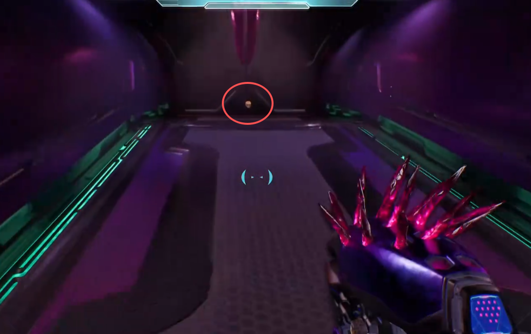 Leadhead skull circled at the end of the passage