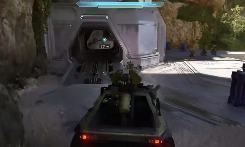 The first Forerunner structure reached by Warthog in The Silent Cartographer