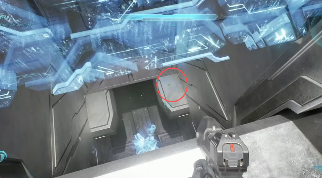 Hip Fire skull circled on a small platform inside the shaft