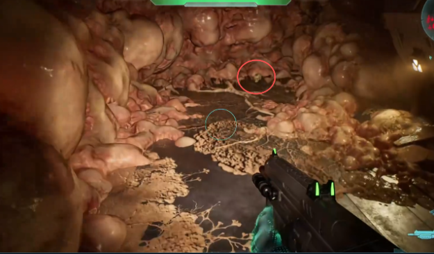 Famine skull circled inside a small Flood-covered alcove